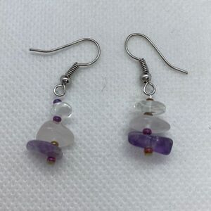 💛 Vintage Quartz & Amethyst Hook Earrings